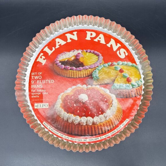 Vintage Fluted Flan Pans Baking Sponge Cake Shells Elpo Belgium 1970s Set of Two - Picture 2 of 13